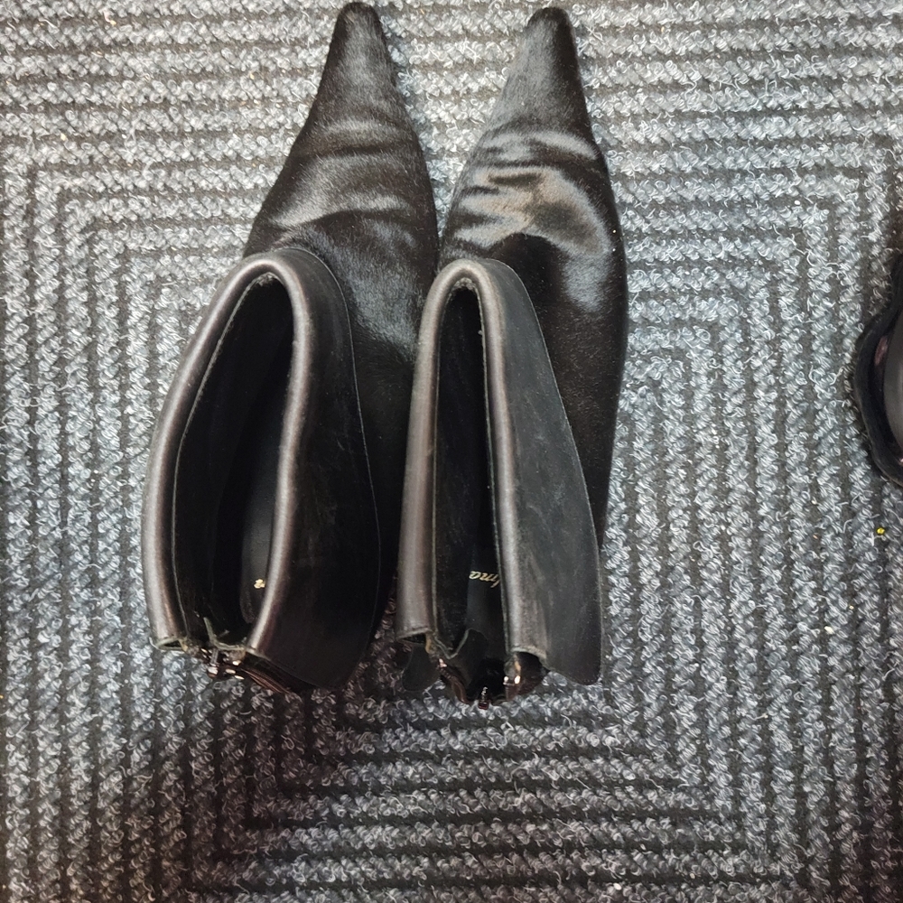 Pony hair and leather booties
